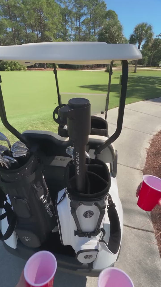 Three cups being filled from a FIFTH IRON